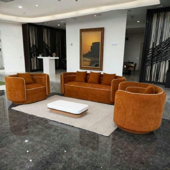 caramel color fabric sofa