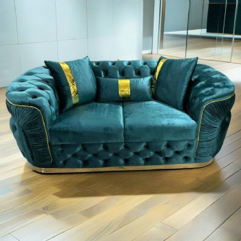 Green Blue Fabric Sofa