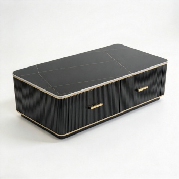 Fluted Black Sintered Stone Coffee Table